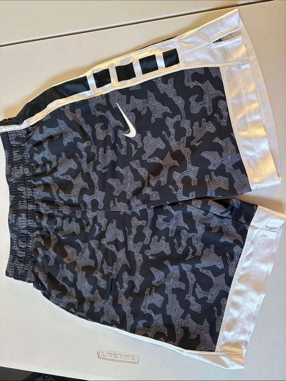 Nike Men’s Black and White Camo-Print Athletic Shorts
